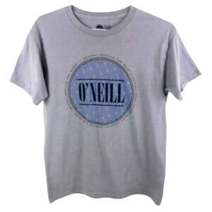 O’Neill Gray with Blue Graphic Print on Front T Shirt Medium Modern Fit